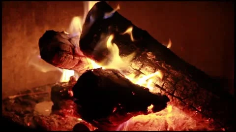 Wood Log Burning Campfire Stock Footage 8962427