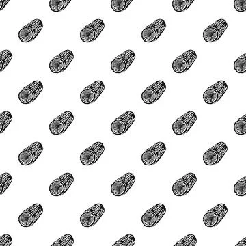 Wood log cut ends seamless black and white pattern Stockillustratie