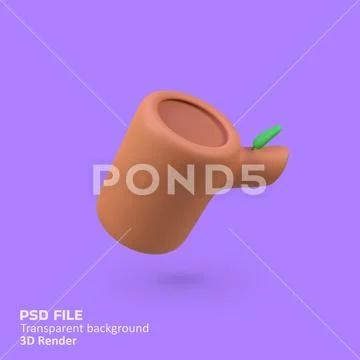 Wood log tree isolated 3d render icon illustration PSD Template