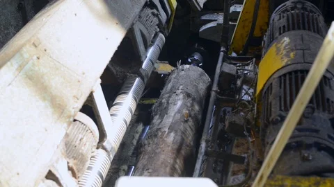 A wood log in a woodworking machine Video stock 88470538