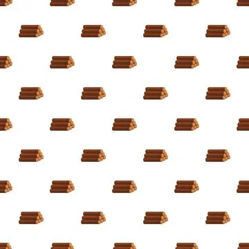 Wood logs pile seamless pattern background Stock Illustration