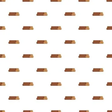 Wood logs seamless pattern featuring lumber and timber Stock Illustration