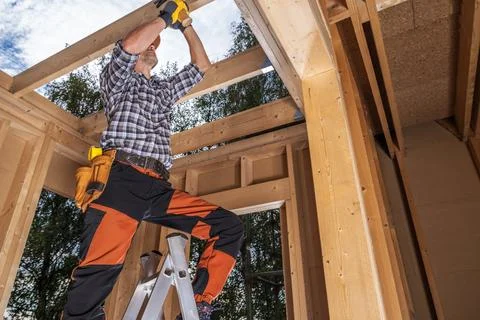 Wood Material Building Frame Construction Foto stock