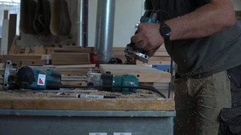 Wood Milling in a Workshop Stock Footage 293541856