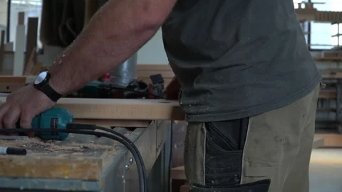 Wood Milling in a Workshop Video stock 293541860
