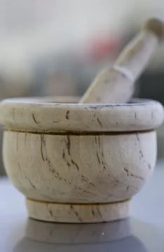 Wood mortar Foto stock