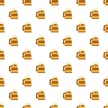 Wood mug of beer pattern seamless vector Stock Illustration