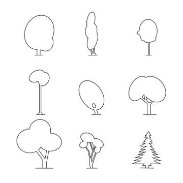 Wood outline set Stock Illustration