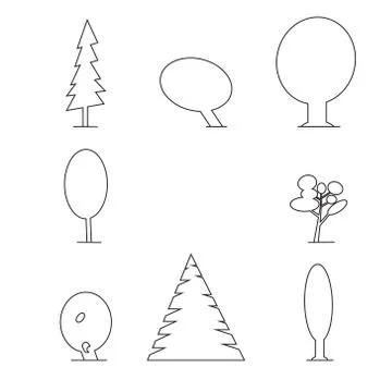 Wood outline set Stock Illustration