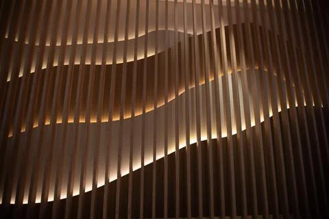 Wood panel design with soft lighting creates an interesting pattern in a mo.. Stockfoto's