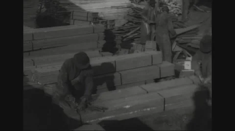 Wood panels being tied together Stock Footage