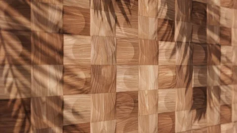 Wood panels pattern empty wall background showroom with copyspace Stock Footage 346601741