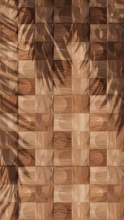 Wood panels pattern empty wall background showroom with copyspace Stock Footage 346601742
