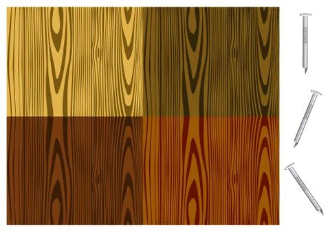 Wood patterns with isolated nails Illustrazione stock