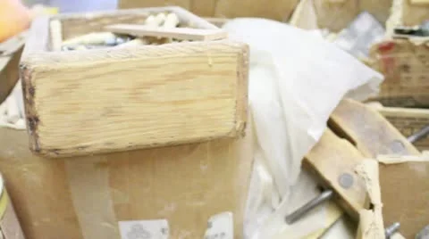 Wood Peg Table Tracking Stock Footage 10799785