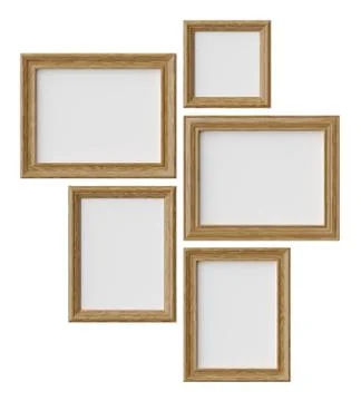 Wood picture or photo frames isolated on white with shadows 写真素材