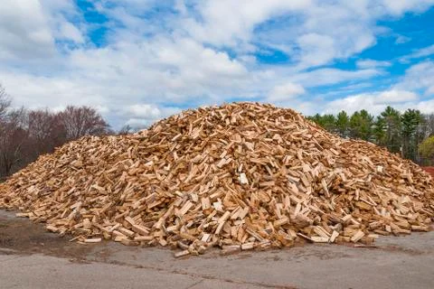 Wood pile of split tree logs Foto stock