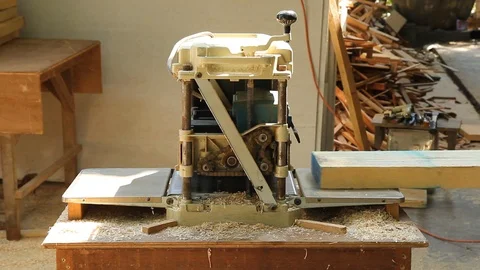 Wood planing machine. Stock Footage 97377122