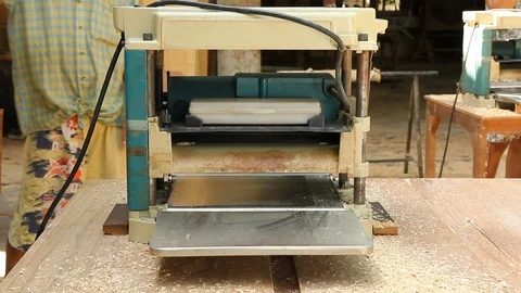 Wood planing machine. Stock Footage 97377332