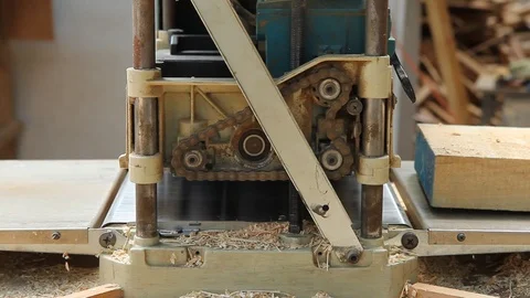 Wood planing machine. Stock Footage 97377348