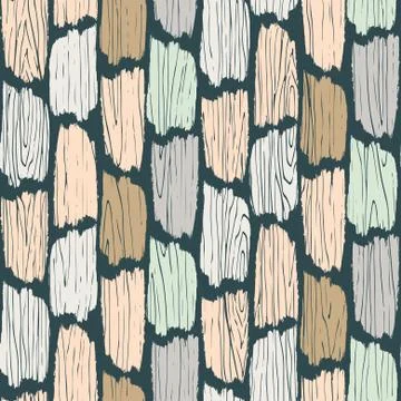 Wood planks seamless pattern. Tree bark texture vector background. Stock Illustration