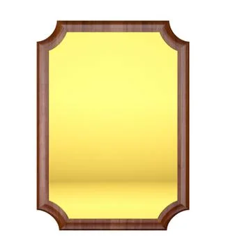 Wood plaque with gold plate. Stock Illustration