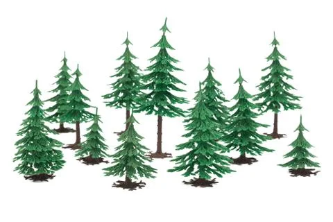 Wood from plastic fur-trees on white background Stock Photos