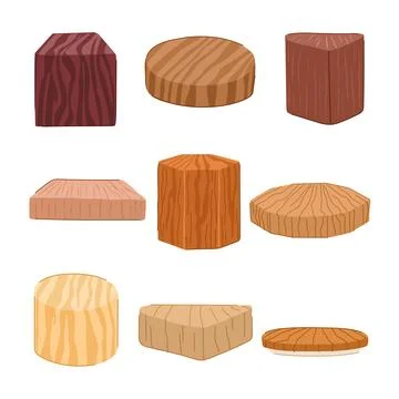Wood platform set cartoon vector illustration Stock Illustration