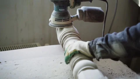 Wood polishing machine Stock Footage 147497557
