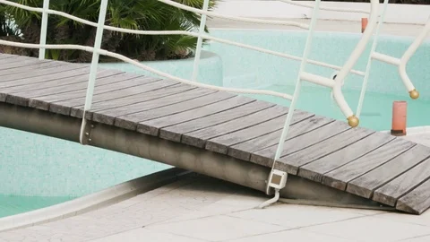 Wood Pool Bridge in Winter Stock Footage 117466154
