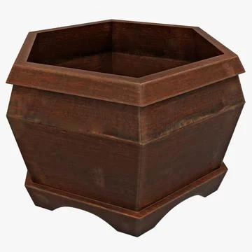 Wood Pot Hexagon 3D Model