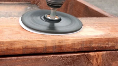 Wood processing and surface sanding process. Stock Footage 154329571
