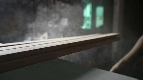 Wood processing in a carpentry workshop Video stock 162167798