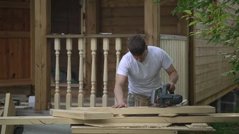 Wood processing. Circular saw. Stock Footage 322616586