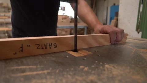 Wood Processing by a Craftsman in a Workshop Vídeos de archivo 293541723