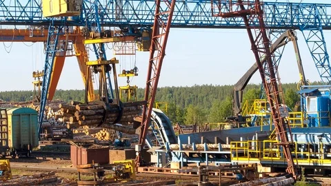 A wood processing enterprise Stock Footage 97457948