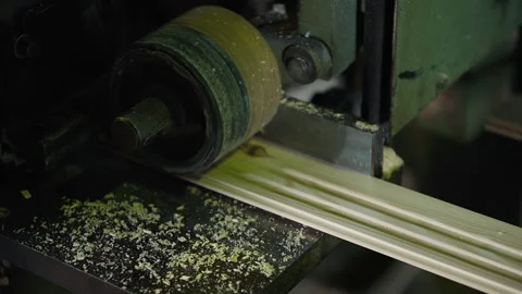 Wood processing equipment dealing with production of carpentry industry items Stock Footage 243407025