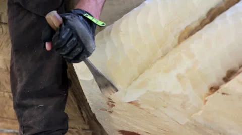 Wood processing by gouge Stock Footage 24690956