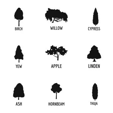 Wood processing icons set, simple style Stock Illustration