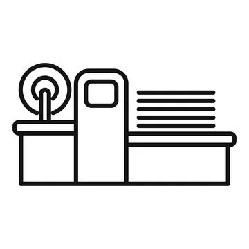 Wood processing machine cutting wooden planks icon Stock Illustration