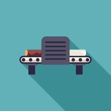 Wood processing machine transforming log into lumber illustration Stock Illustration