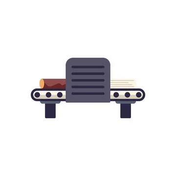 Wood processing machine transforming log into lumber on conveyor belt Stock Illustration