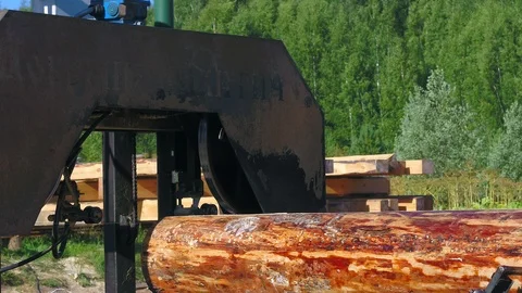 Wood processing at the sawmill Stock Footage 99256616