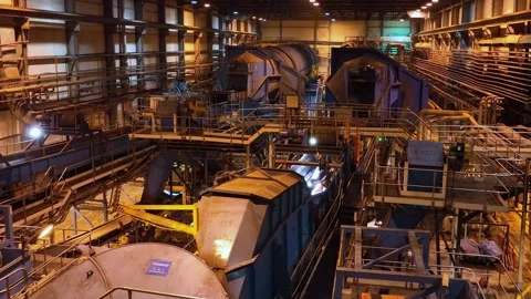 Wood processing. Shop for processing wood into wood chips. General plan Video stock 297264287