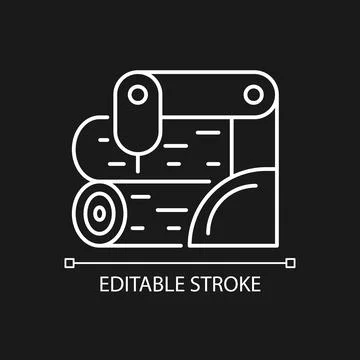 Wood processing white linear icon for dark theme Stock Illustration