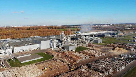 Wood processing at a woodworking plant.Aerial view. Stock Footage 101468050
