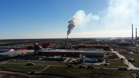 Wood processing at a woodworking plant.Aerial view. Stock Footage 101468124