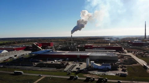 Wood processing at a woodworking plant.Aerial view. Stock Footage 101468133