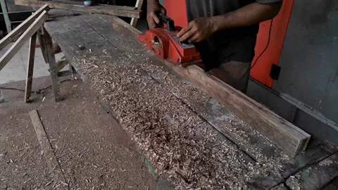 Wood pruning to make it smooth from coarse fibers Stock Footage 219597116