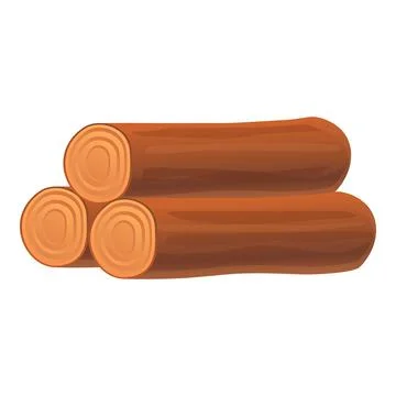 Wood roll stack icon, cartoon style Stock Illustration